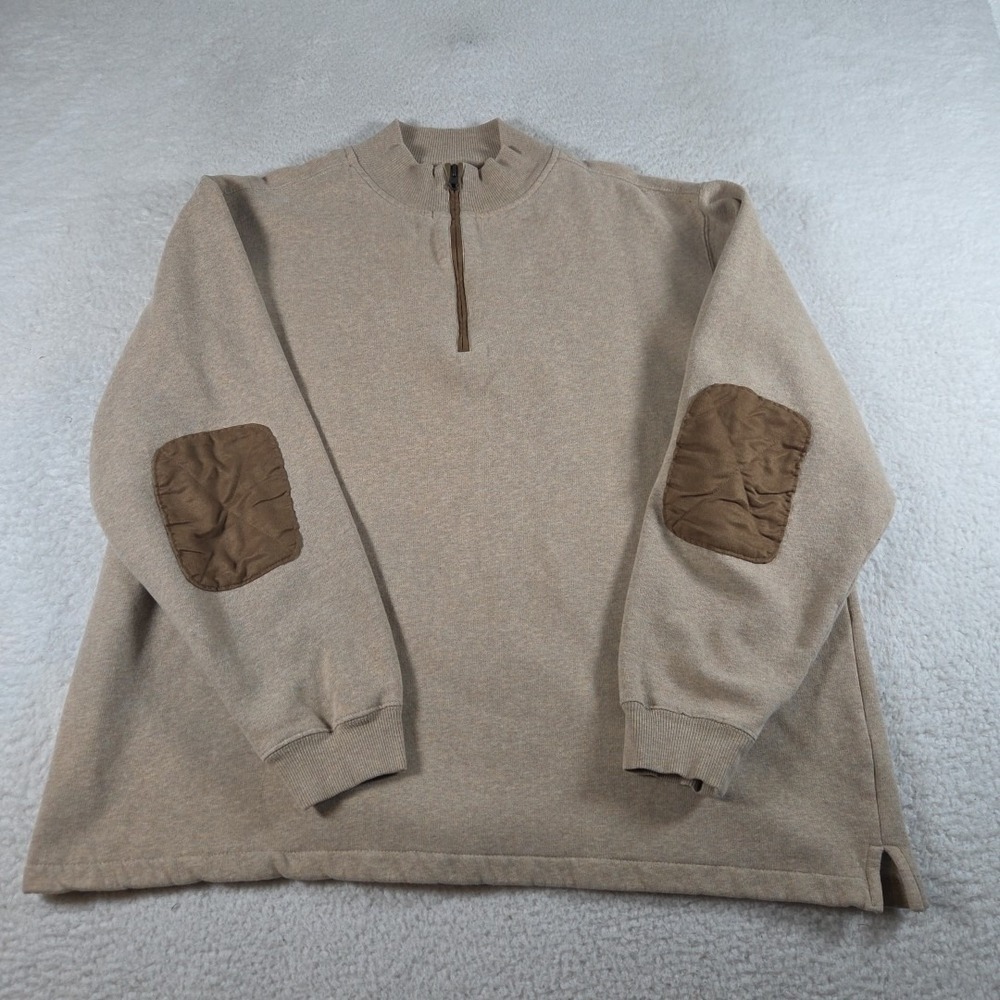 Woolrich 1/4 Zip Sweatshirt Mens Size 2XL Long Sleeve Patch Elbow Mock Neck
